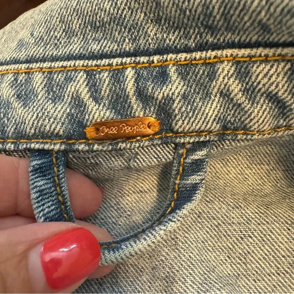 Free People Studded Denim Trucker Jacket - Picture 6 of 9